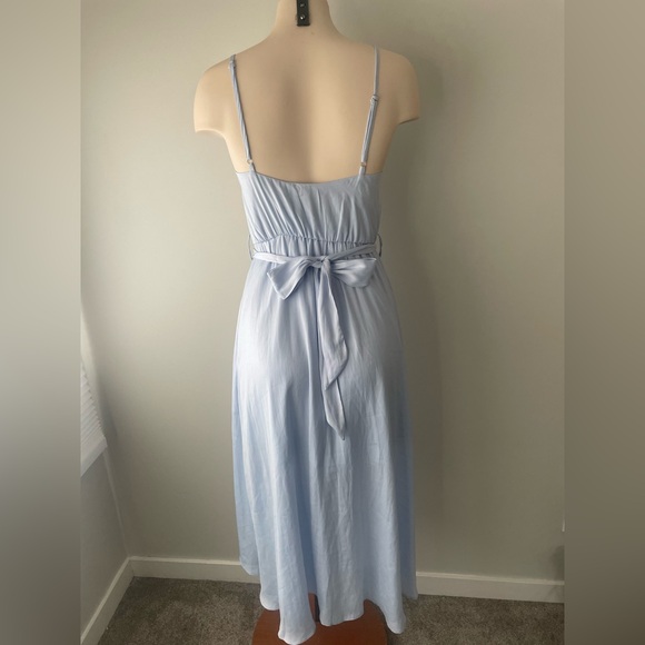 Hello Molly High Low Flowy Handkerchief Midi Dress Belted Ice Blue Size 4 - Picture 2 of 10